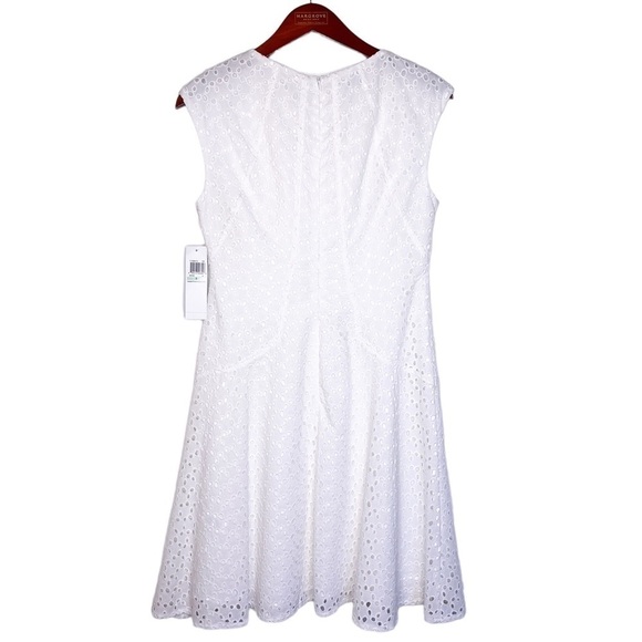 LONDON TIMES NWT Eyelet Lace Sleeveless Summer Shift Dress Size 8 in White - Picture 10 of 14